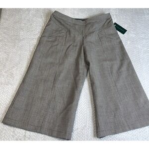 Harve Bernard Wide Leg Houndstooth Wool‎ Capris Size 14 Preppy Office  Lined New